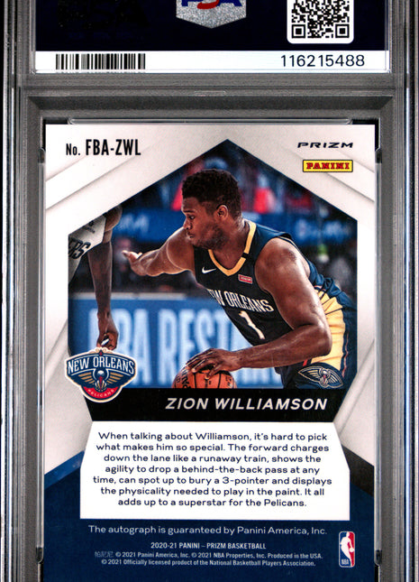 2020 Panini Prizm Fast Break Autographs Zion Williamson #FBAZWL PSA 9