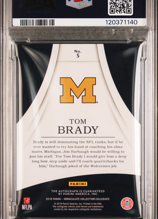 2018 Panini Immaculate Collegiate Immaculate Ink Tom Brady Gold #5 03/10 PSA A