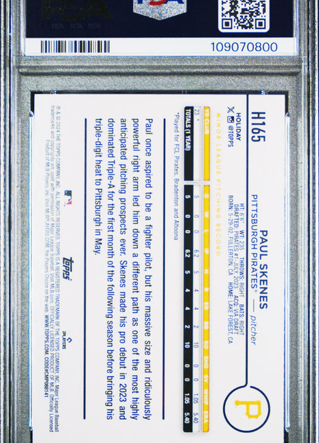 2024 Topps Holiday Paul Skenes #H165 PSA 10