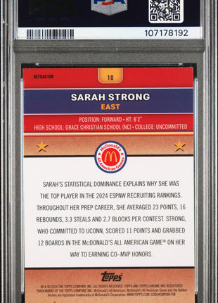 2024 Topps Chrome Mcdonald's All American Sarah Strong Refractor #10 PSA 8