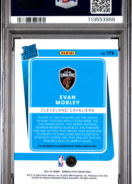 2021 Panini Donruss Optic Evan Mobley Autograph #175 PSA 8