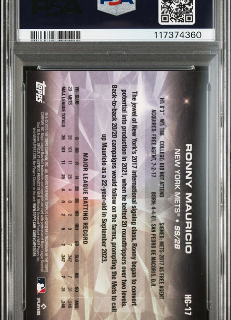 2024 Topps Hidden Gems Ronny Mauricio #HG17 PSA 8