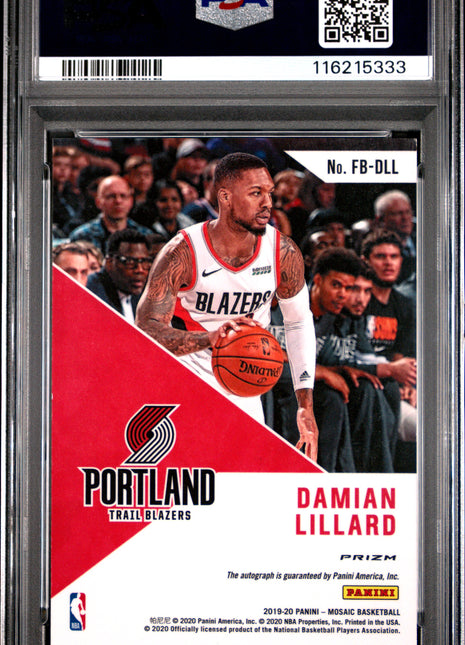 2019 Panini Mosaic Autographs Fast Break Damian Lillard #FBDLL PSA 8