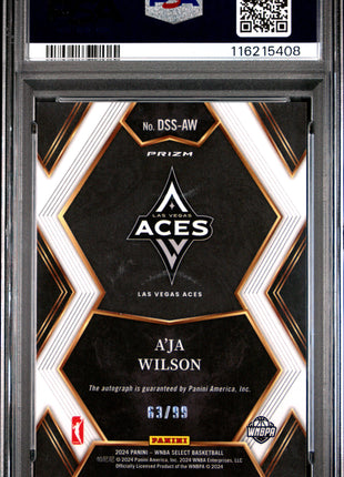 2024 Panini Select WNBA Draft Selections Signatures A'ja Wilson Red Prizm #DSSAW PSA 9
