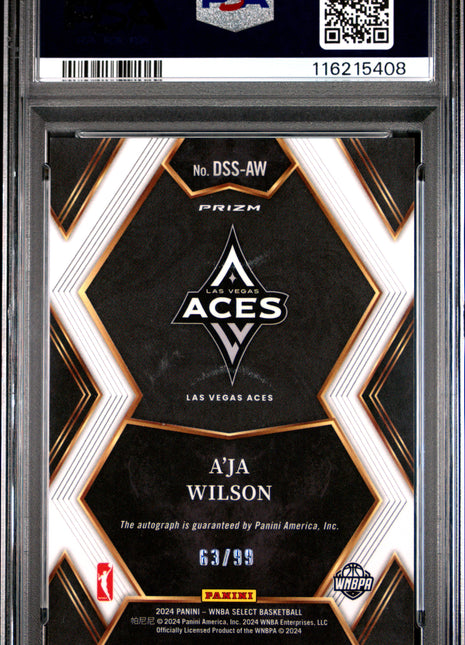 2024 Panini Select WNBA Draft Selections Signatures A'ja Wilson Red Prizm #DSSAW PSA 9