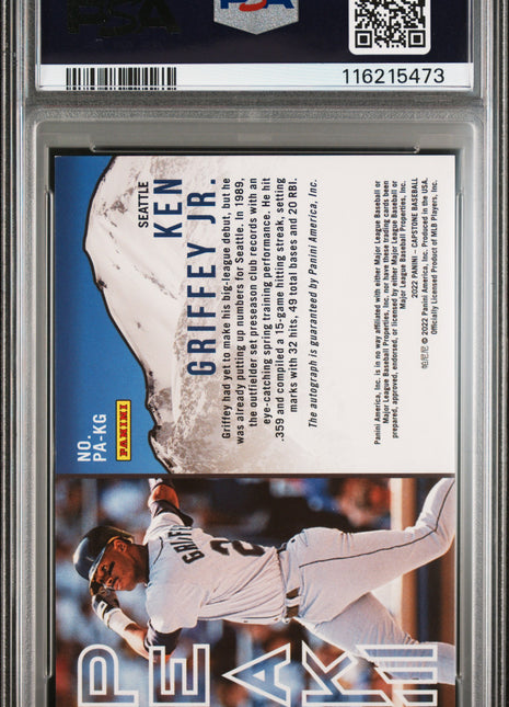 2022 Panini Capstone Peak Autographs Ken Griffey JR. #PAKG PSA 8