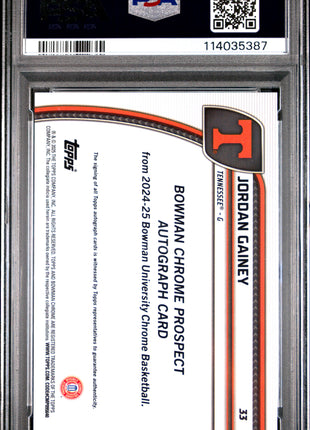 2024 Bowman Chrome University Jordan Gainey Au BLK & White Stealth Ref #33 PSA 9