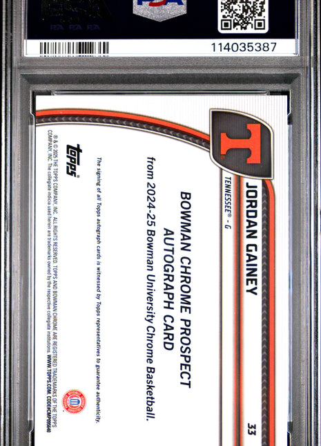 2024 Bowman Chrome University Jordan Gainey Au BLK & White Stealth Ref #33 PSA 9