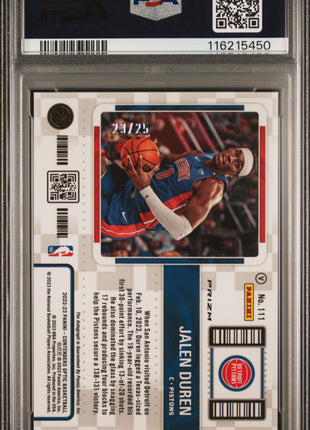2022 Panini Contenders Optic Jalen Duren Variation Auto Orange #111 PSA 9
