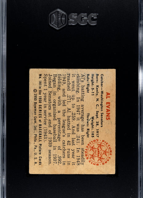 1950 Bowman Al Evans #144 SGC 1