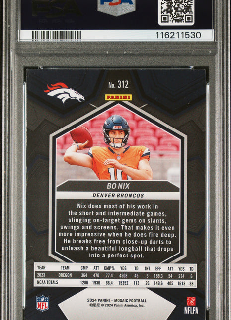 2024 Panini Mosaic Bo Nix #312 PSA 10