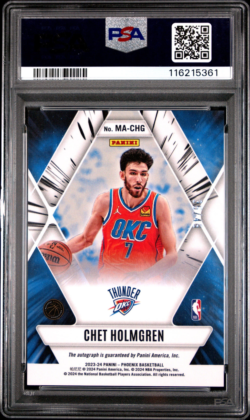 2023 Panini Phoenix Mythical Autographs Chet Holmgren #MACHG PSA 9