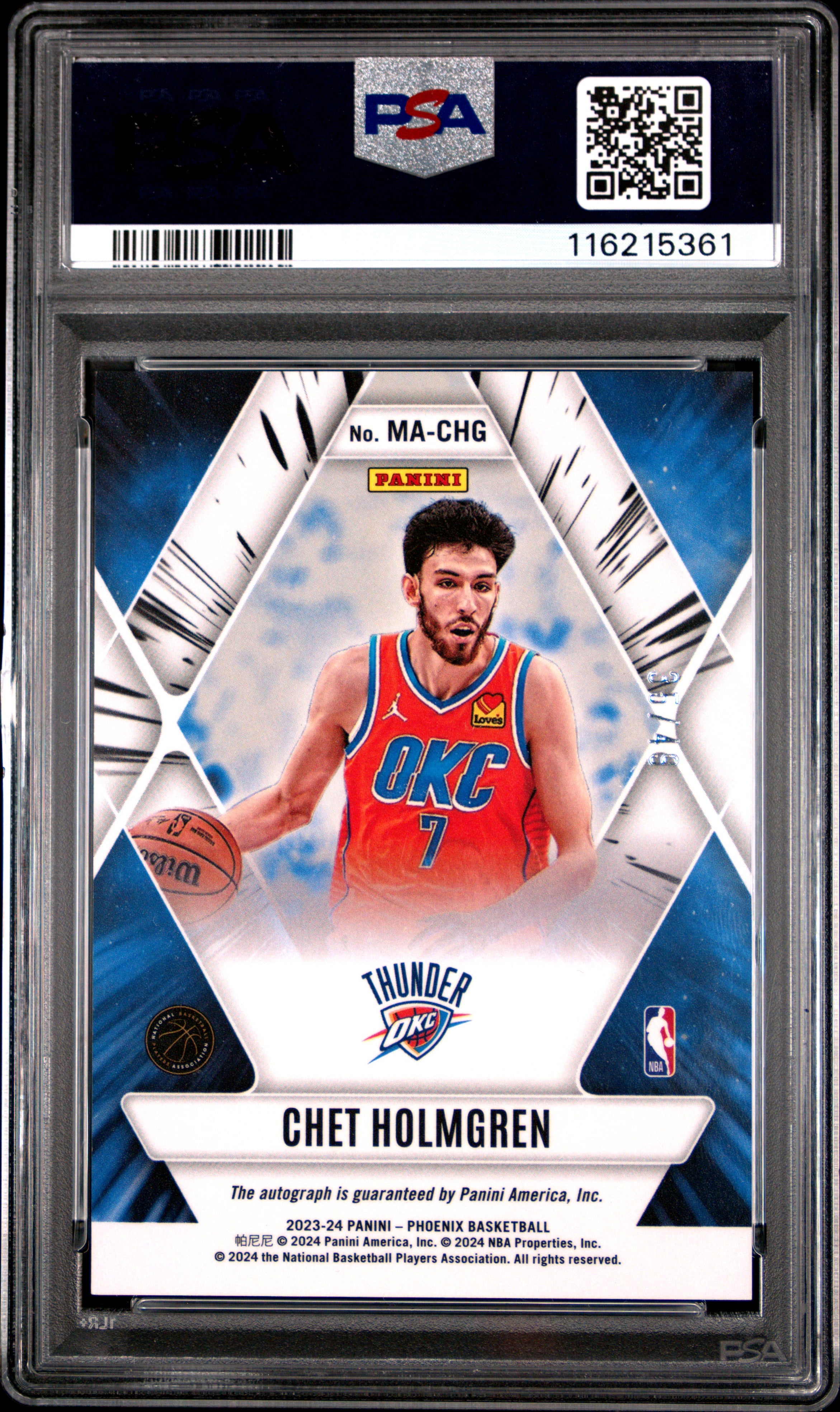 2023 Panini Phoenix Mythical Autographs Chet Holmgren #MACHG PSA 9