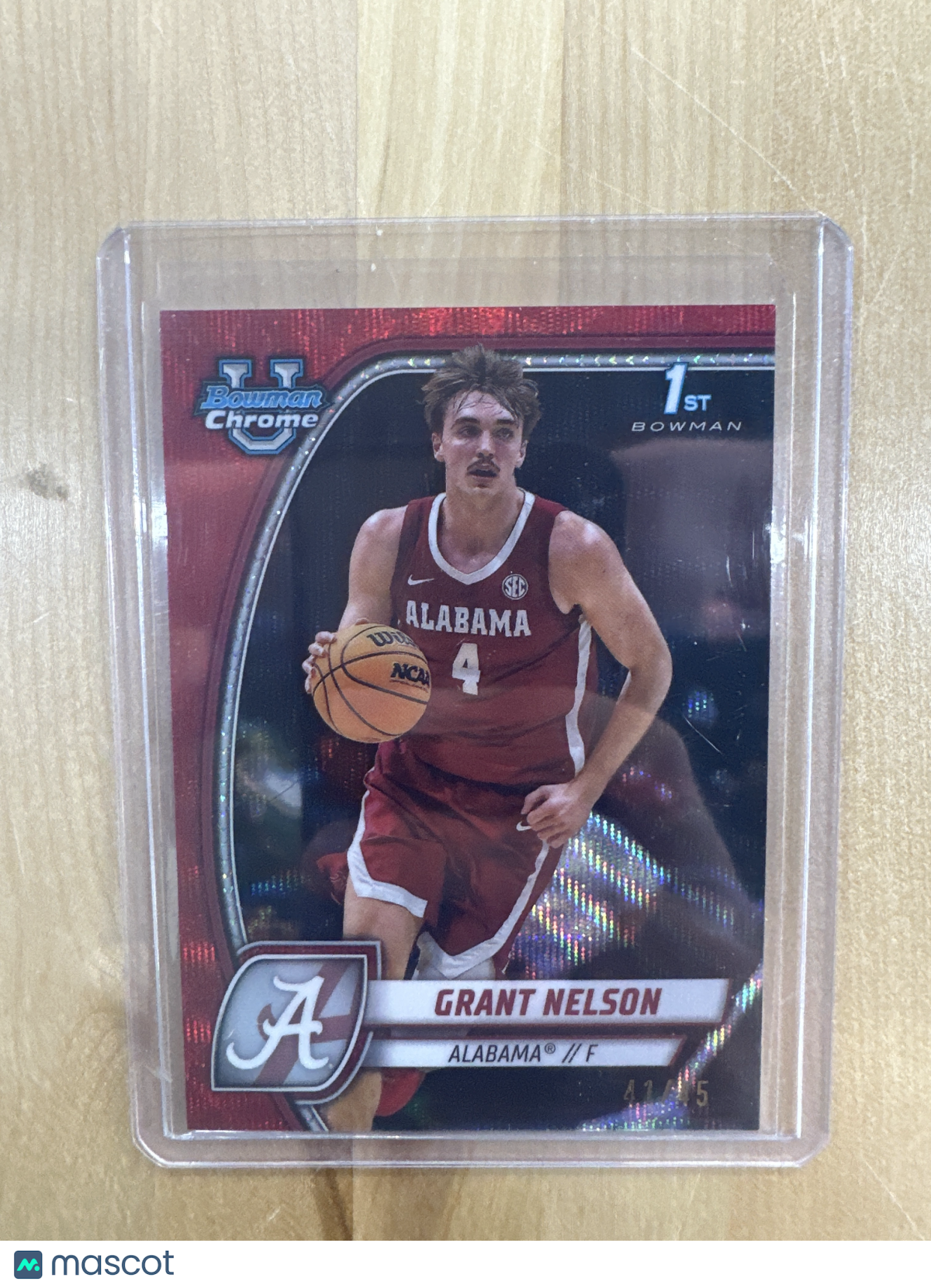 2024-2025 Bowman Chrome U Grant Nelson Red Wave Refractor /45 Alabama Bowman 1st