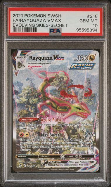 2021 Pokemon Evolving Skies Rayquaza Vmax 218 PSA 10