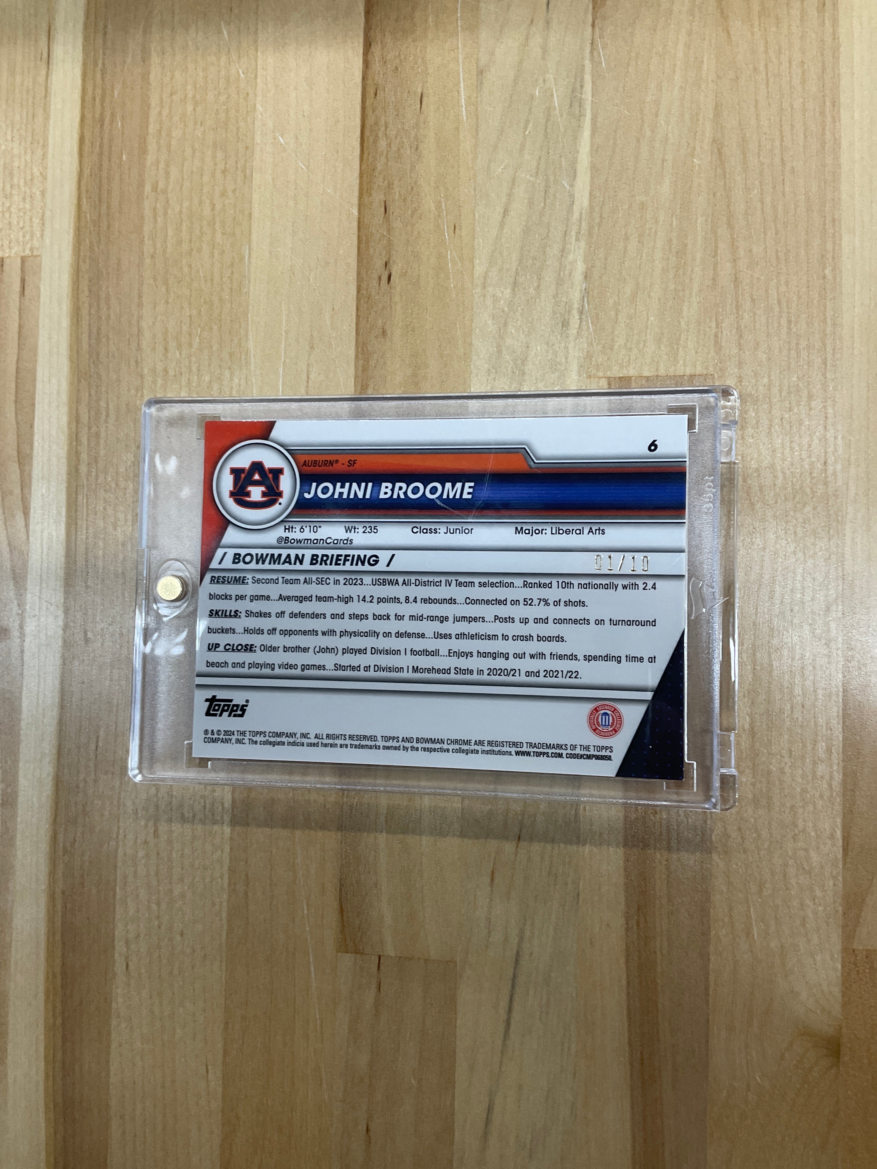 2023/24 Bowman U Johni Broome Red Shimmer Rookie /10