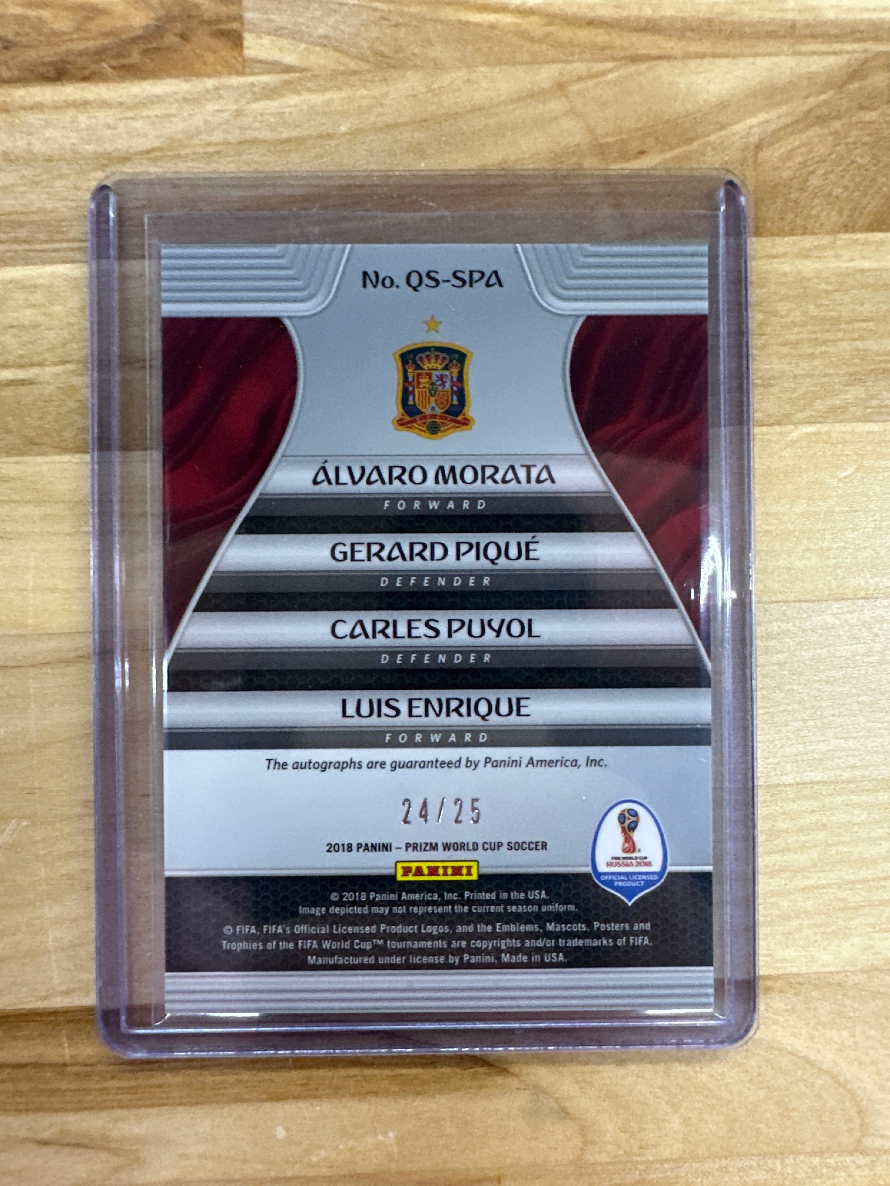 2018 Prizm Alvaro Morata Gerard Pique Carles Puyol Luis Enrique Auto /25