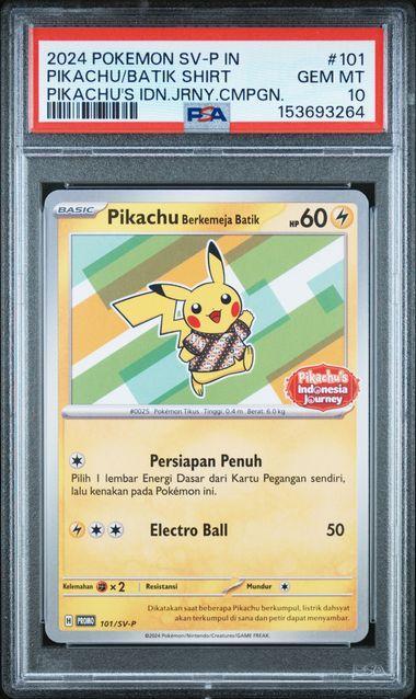 2024 Pokemon Indonesian Journey Pikachu Batik Shirt 101/SV-P PSA 10