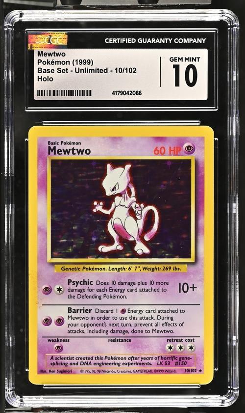 1999 Japanese Pokemon Base Set Unlimited Mewtwo 10 CGC 10
