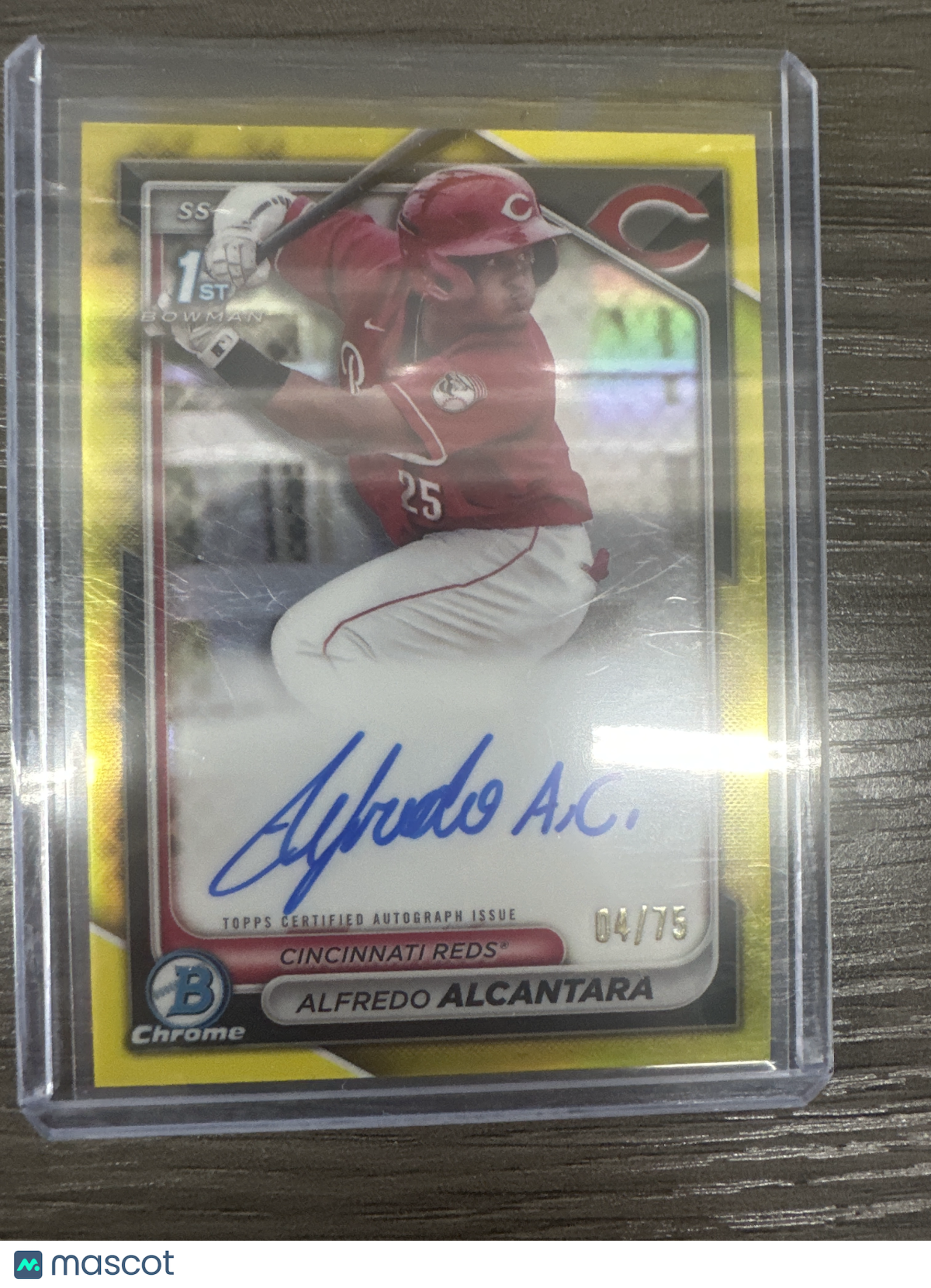 2024 Bowman Chrome Alfredo Alcantara Auto Yellow Refractor 1st /75