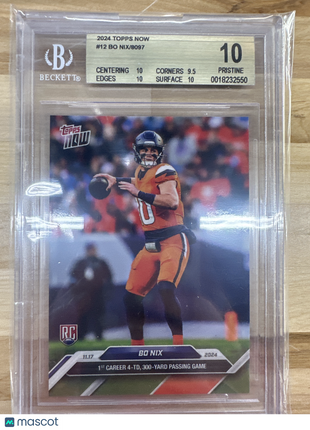 2024 Topps Now Bo Nix Rookie BGS 10 Broncos