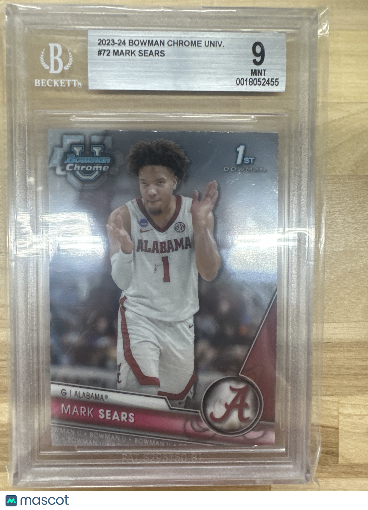 2023 Bowman Chrome University Mark Sears 1st BGS 9