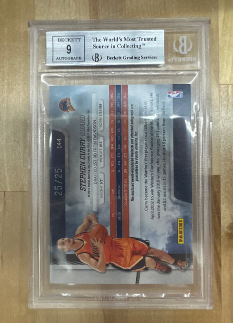 2009 Absolute Memorabilia Rookie Materials Jumbo Jersey Numbers Basketball Signatures Stephen Curry #144 BGS 8.5