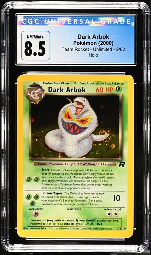 2000 Pokemon Team Rocket Dark Arbok Holo 2 CGC 8.5 - SWIRL!