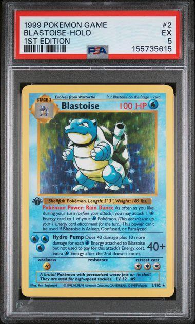 1999 Base Set Blastoise Holo 2 1st Edition PSA 5