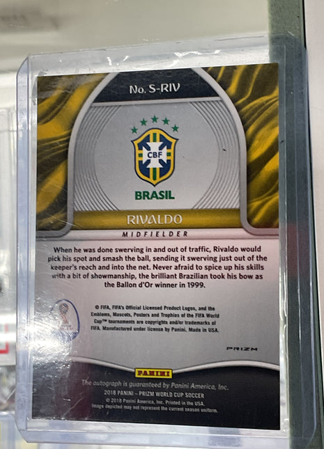 2018 Panini Prizm World Cup Rivaldo Blue Shimmer Auto
