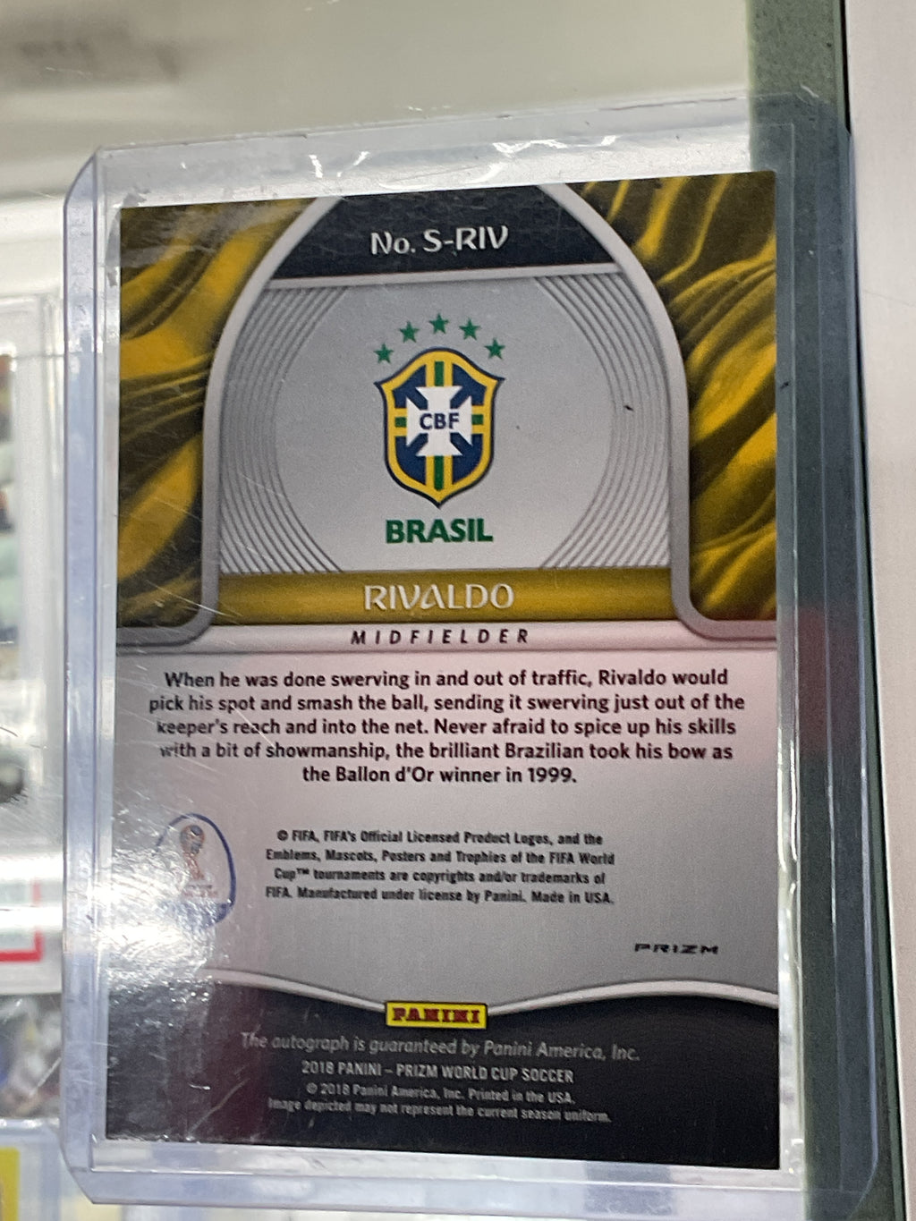 2018 Panini Prizm World Cup Rivaldo Blue Shimmer Auto