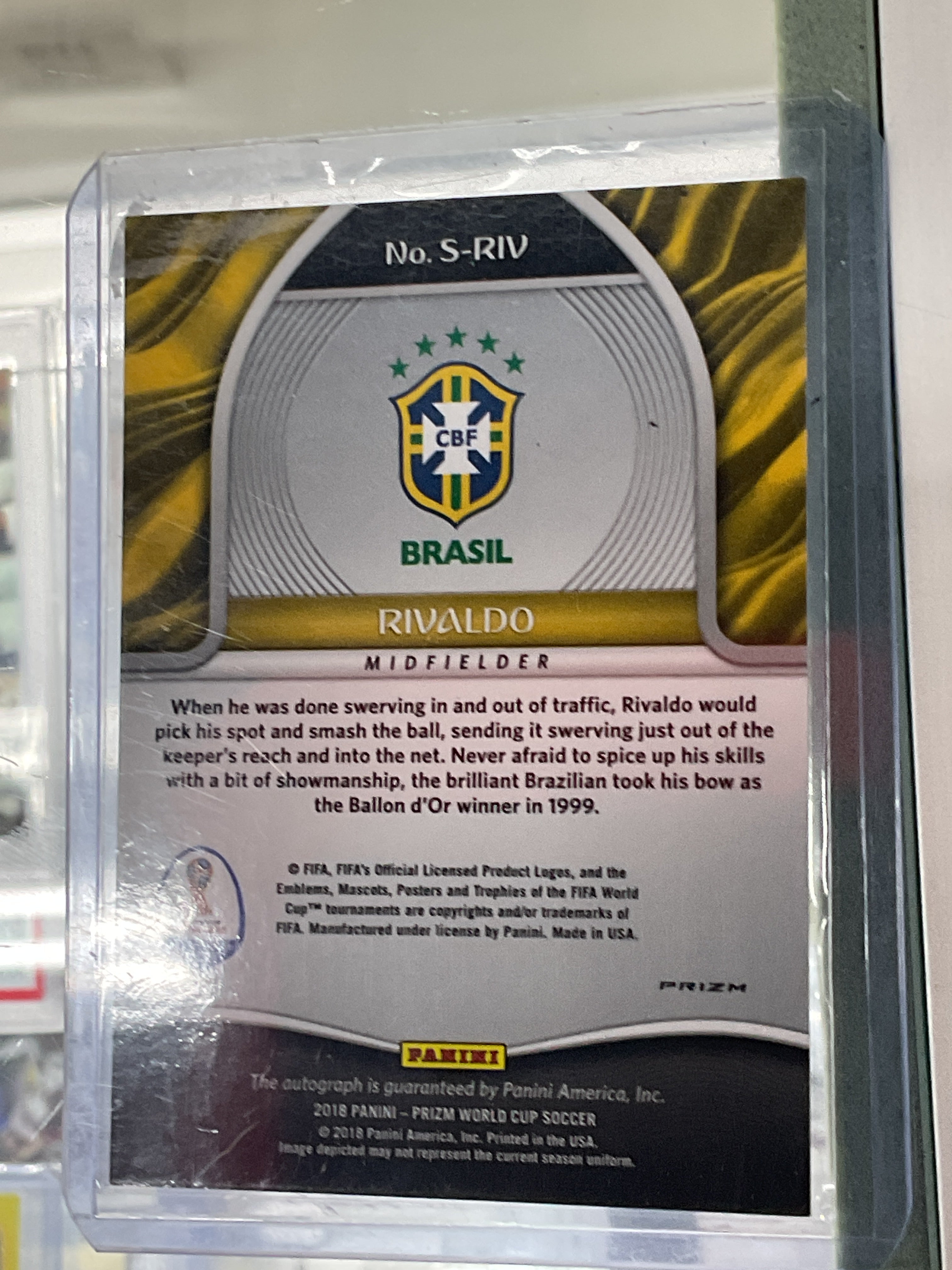 2018 Panini Prizm World Cup Rivaldo Blue Shimmer Auto