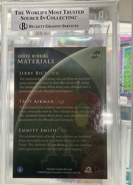 2000 Prestige Rice Aikman Smith Triple Patch BGS 9