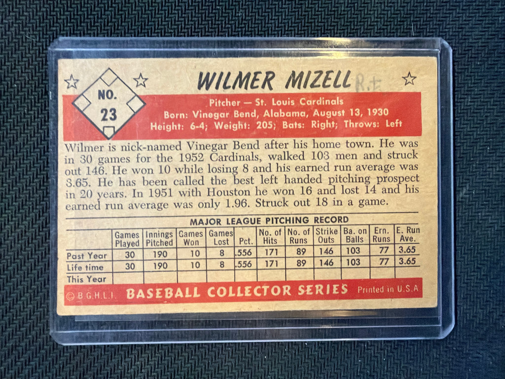 1953 Bowman Black & White Wilmer Mizell #23