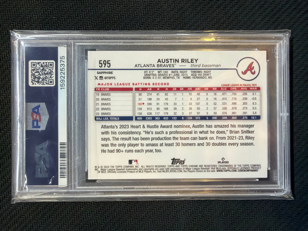 2024 Topps Chrome Sapphire Austin Riley Red /5 #595 PSA 9 Braves