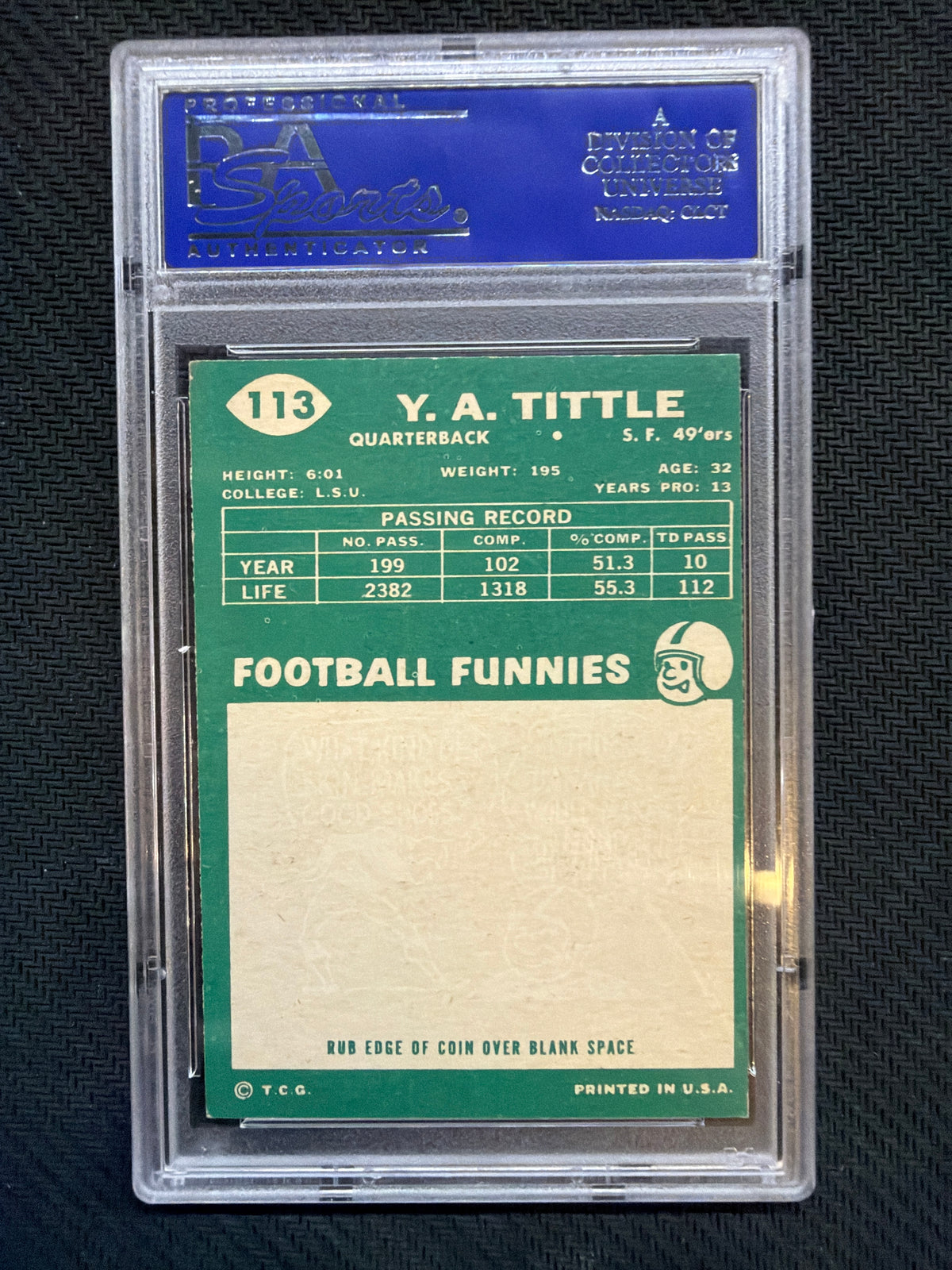 1960 Topps Y.A. Tittle #113 PSA 6