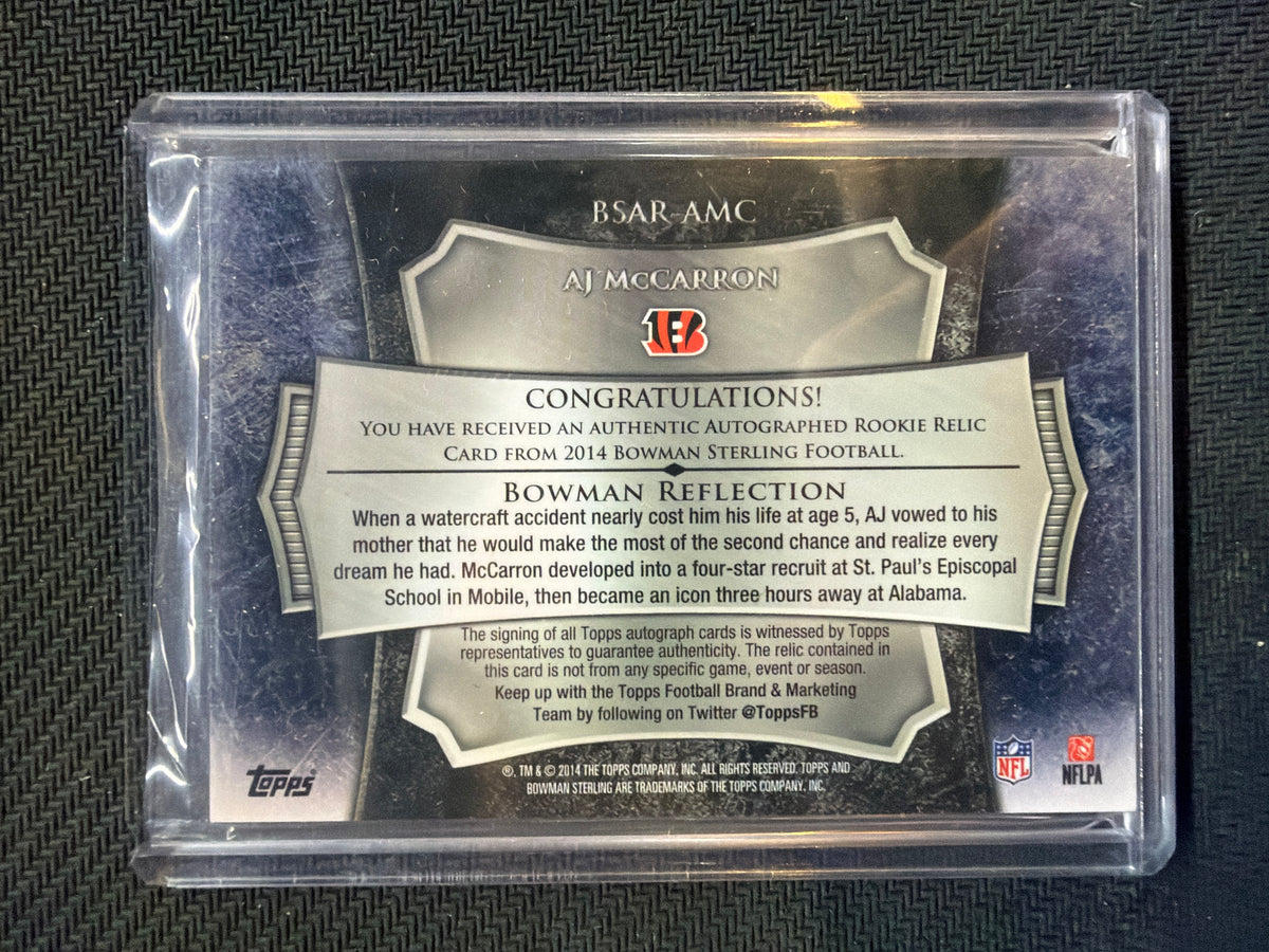 2014 Bowman Sterling AJ McCarron Patch Auto /99 Bengals