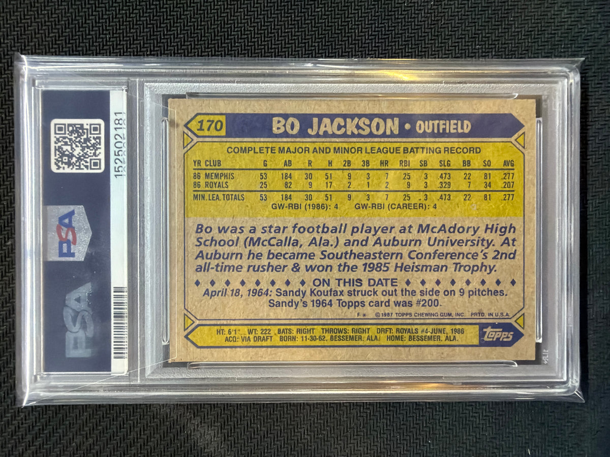 1987 Topps Bo Jackson Future Stars #170 PSA 8 Royals