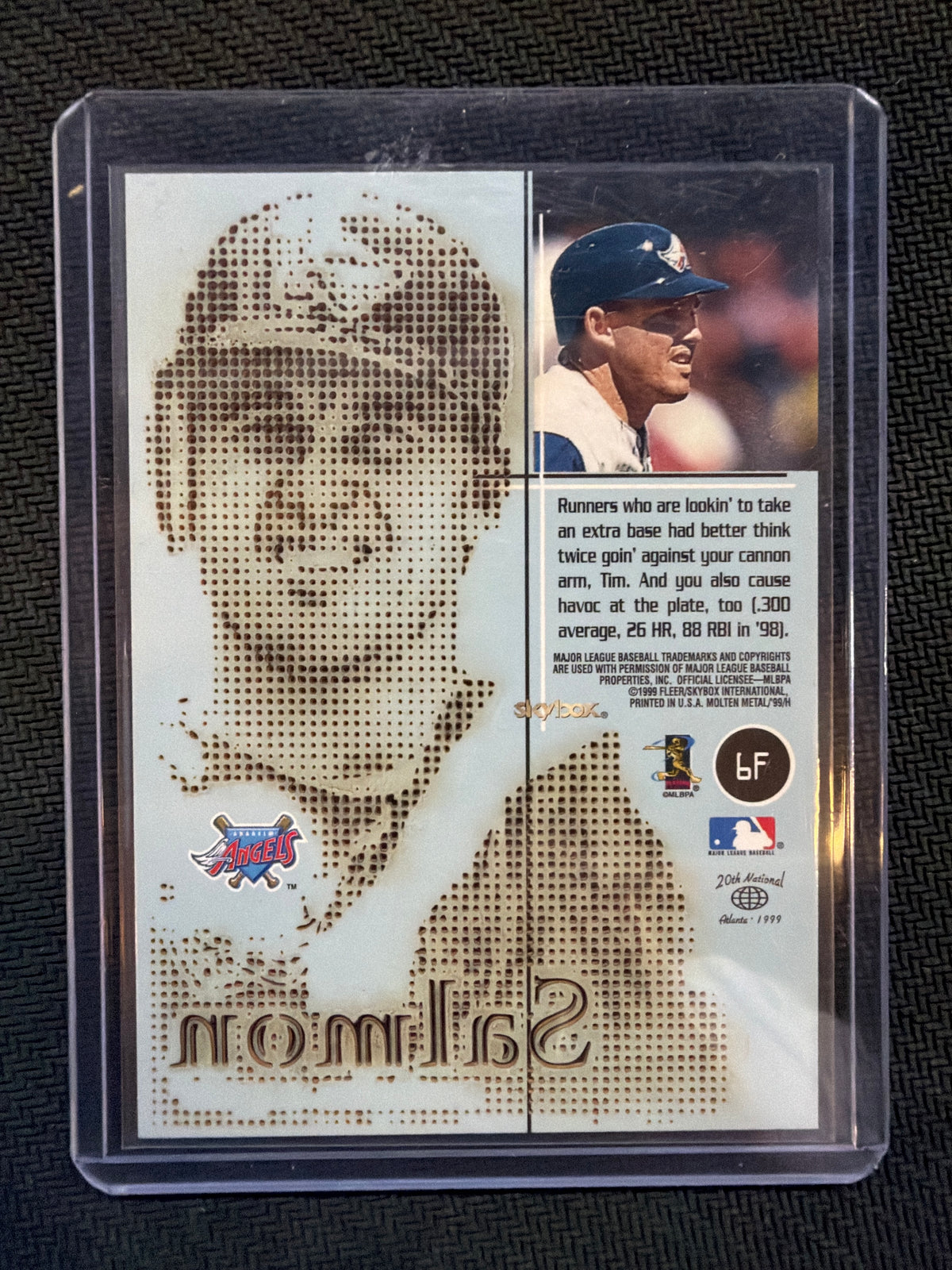 1999 Skybox Molten Metal Tim Salmon Fusion #6F Angels