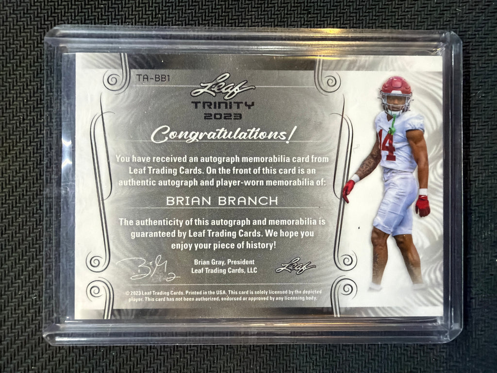 2022 Leaf Brian Branch Rookie Patch Auto /99 Alabama