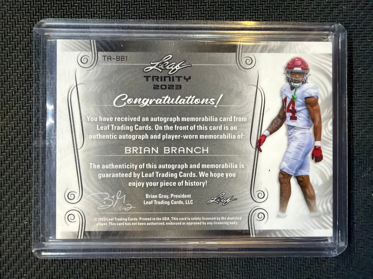 2022 Leaf Brian Branch Rookie Patch Auto /99 Alabama