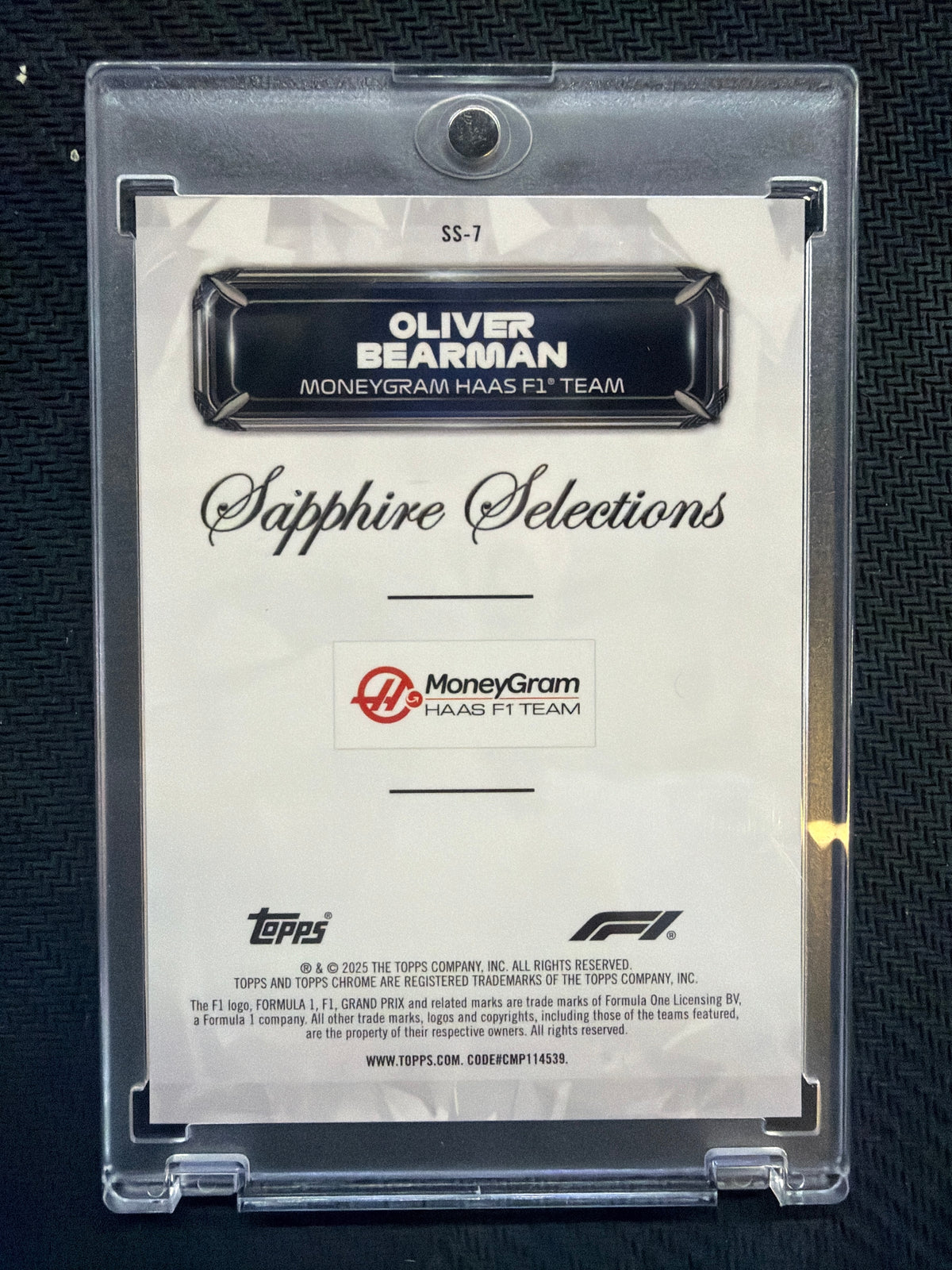 2025 Topps Chrome Sapphire Oliver Bearman Sapphire Selections #SS-7