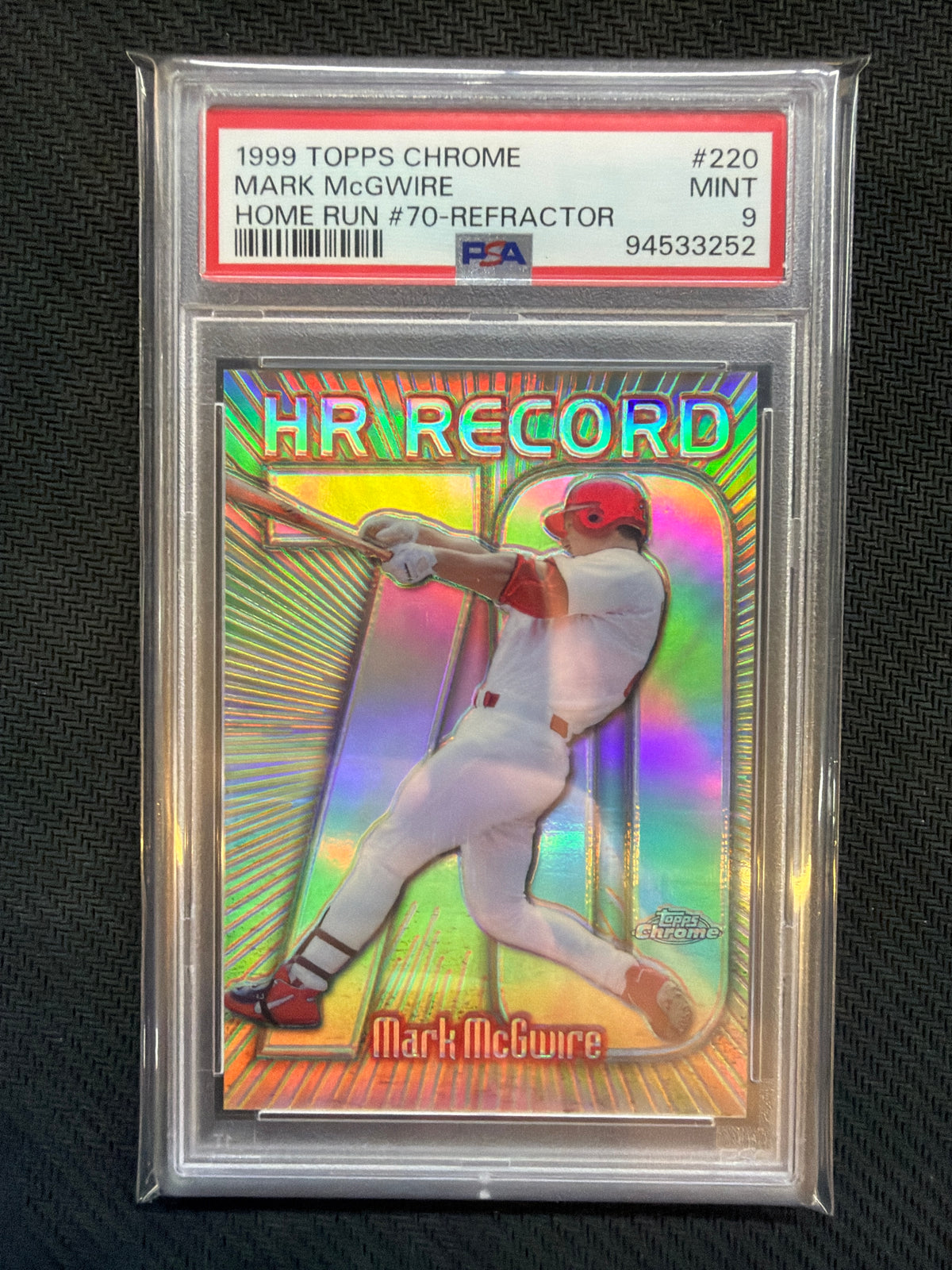1999 Topps Chrome Mark McGwire Home Run #70 Refractor #220 PSA 9