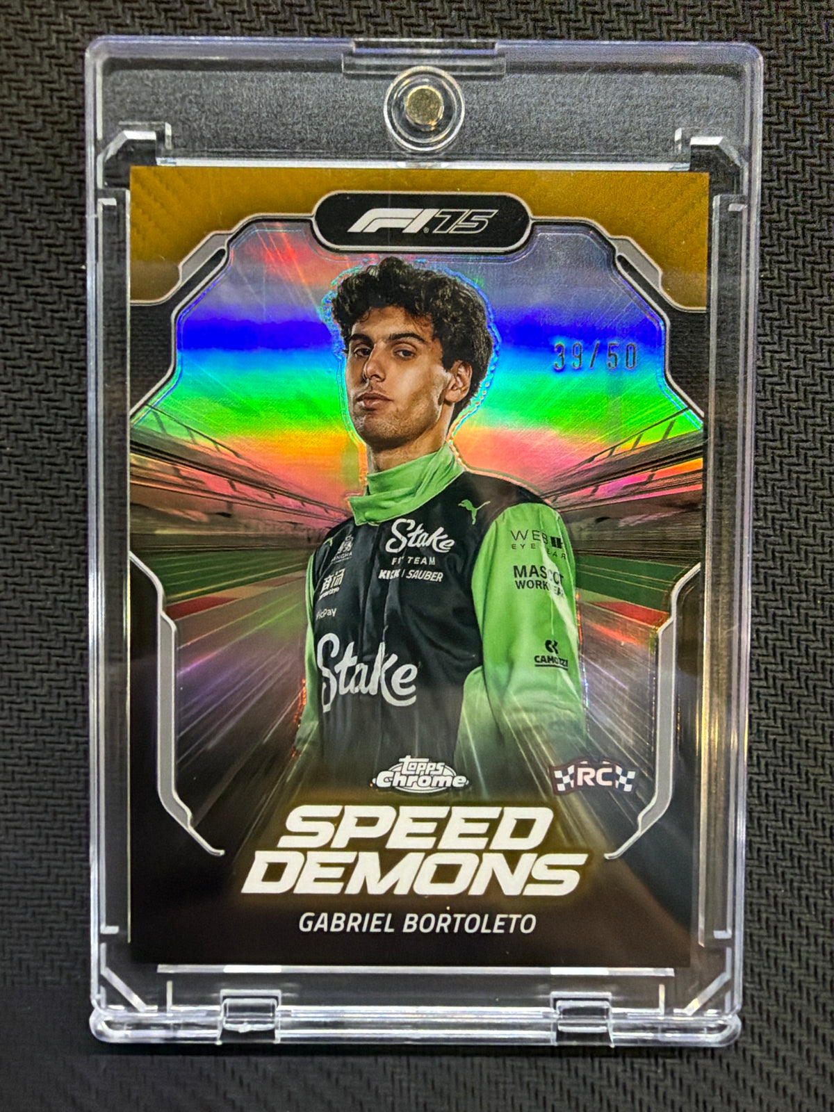 2025 Topps Chrome F1 Gabriel Bortoleto Speed Demons Gold /50 #SD-10 Rookie