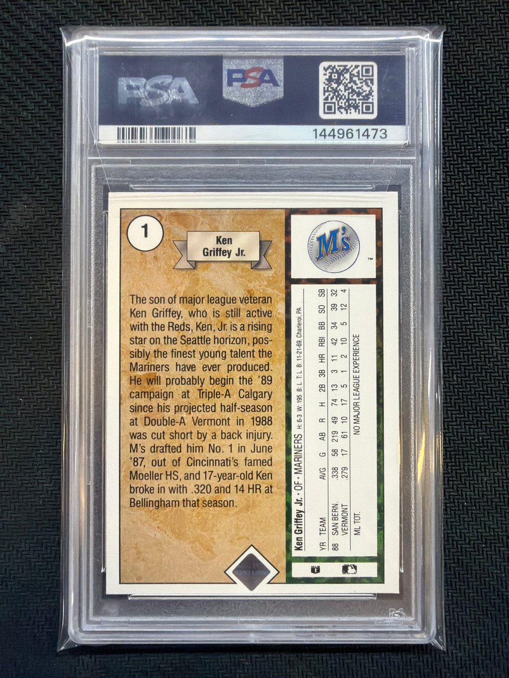 1989 Upper Deck Ken Griffey Jr Star Rookie #1 PSA 6 Mariners