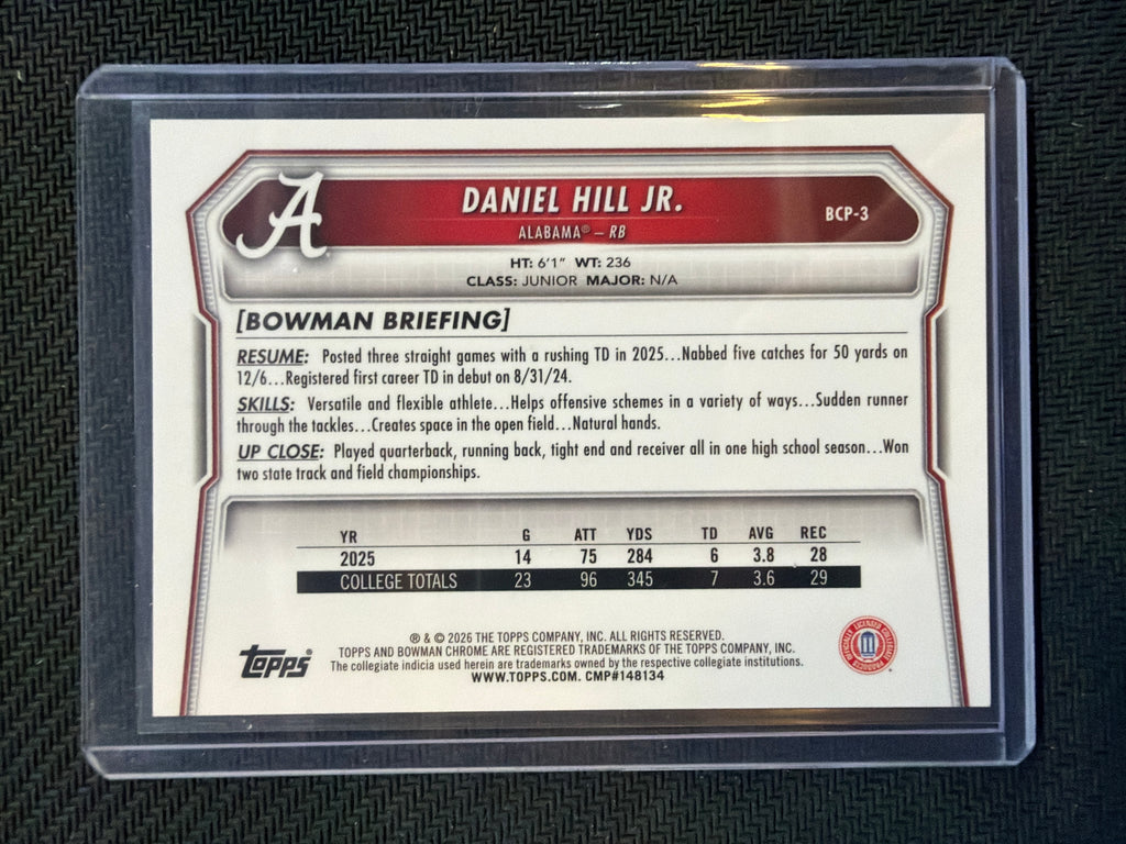 2026 Bowman Chrome Daniel Hill Jr Orange /25 Alabama