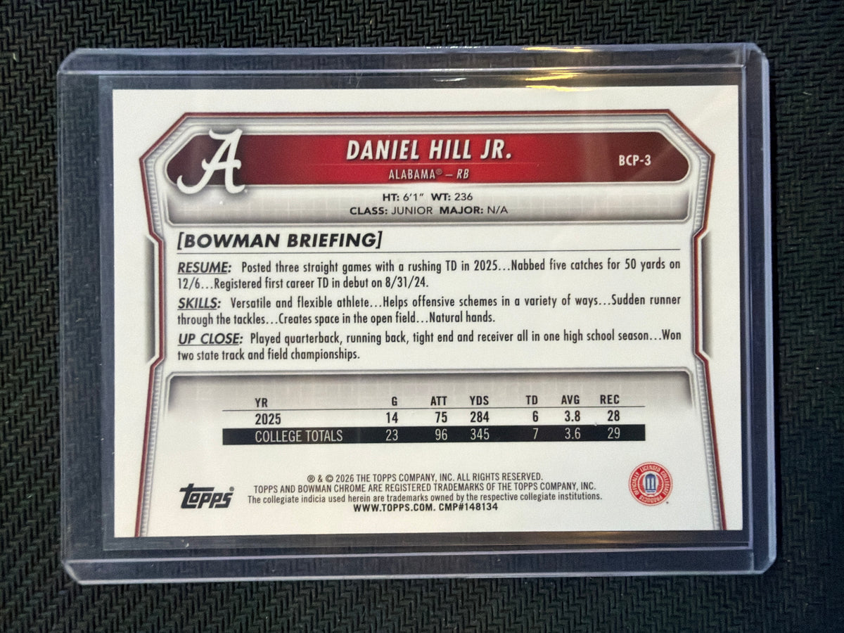 2026 Bowman Chrome Daniel Hill Jr Orange /25 Alabama