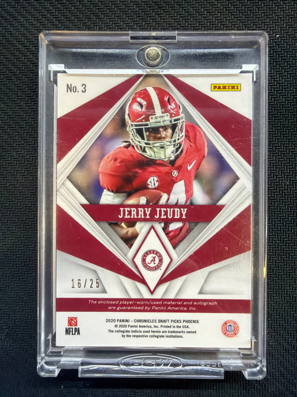 2020 Panini Chronicles Phoenix Jerry Juedy Patch Auto /25 Alabama
