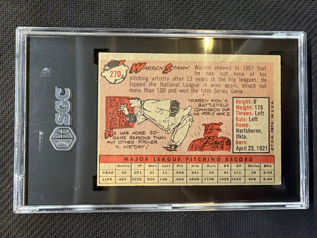 1958 Topps Warren Spahn #270 SGC 4.5 Braves