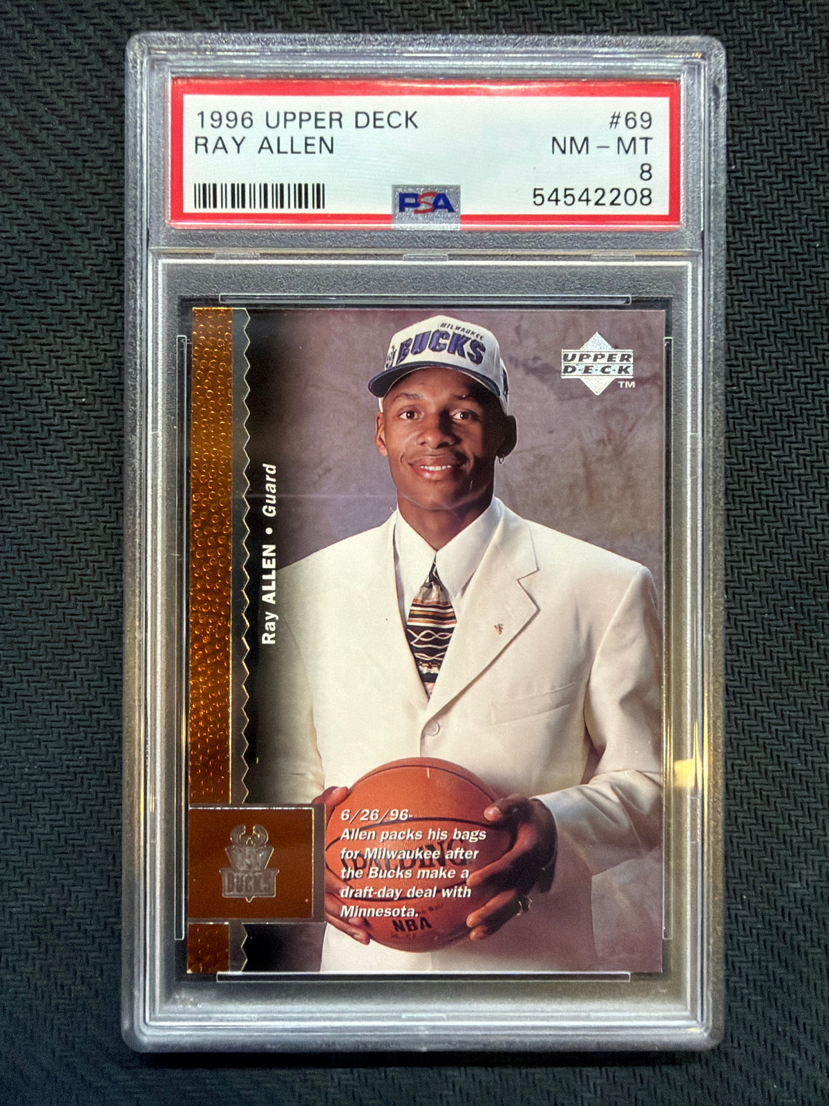 1996 Upper Deck Ray Allen #69 PSA 8 Bucks